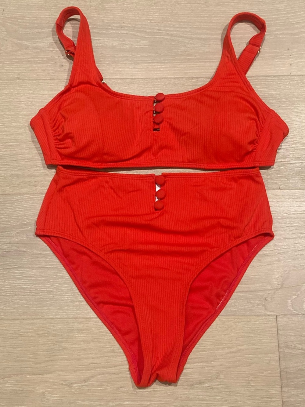 Xhilaration Bright Red Ribbed Bikini Set